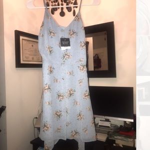 TopShop blue floral crepe slip A-line dress